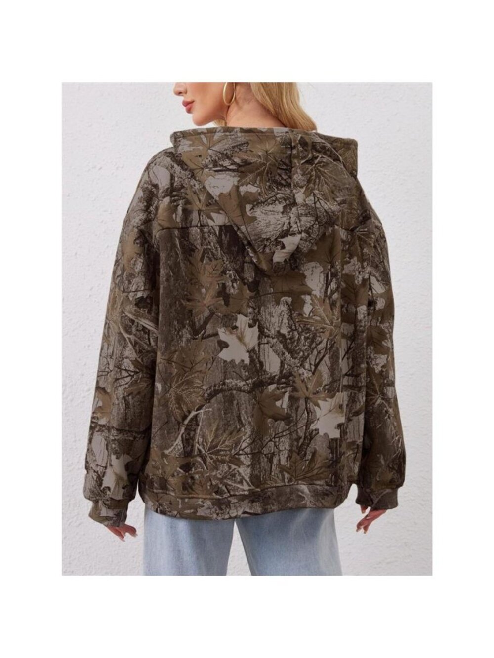 Printed Kangaroo Pocket Oversized Hoodie